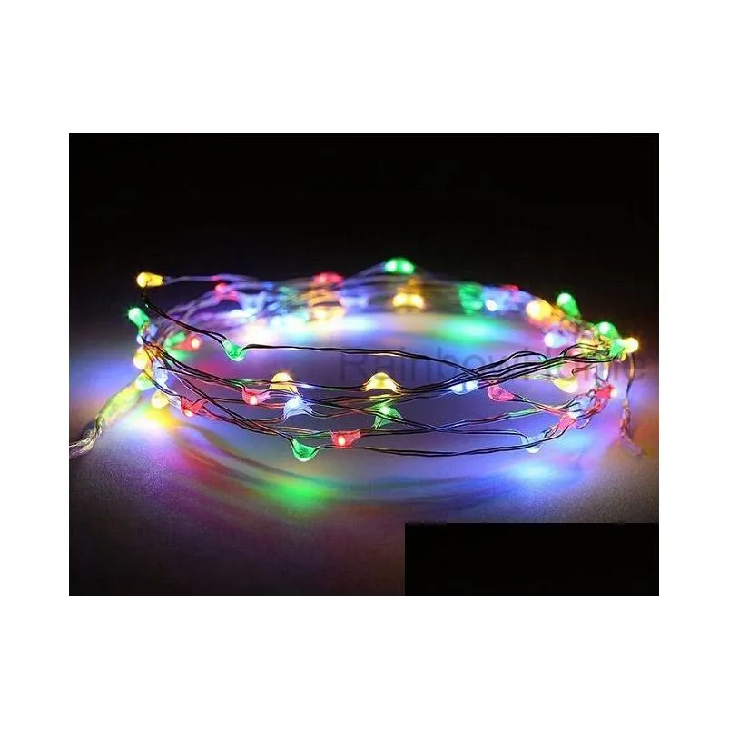 aa battery power operated led copper silver wire fairy lights string 2m  5m christmas xmas home party bike decoration seed lamp