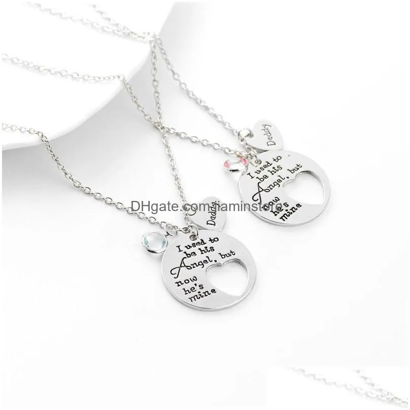 Pendant Necklaces Daddy Dad Necklaces Loss Memory Now Hes Mine Love Pendant Necklace Gifts For Or Daughter Family Exquisitenecklace Dr Dh6Nk