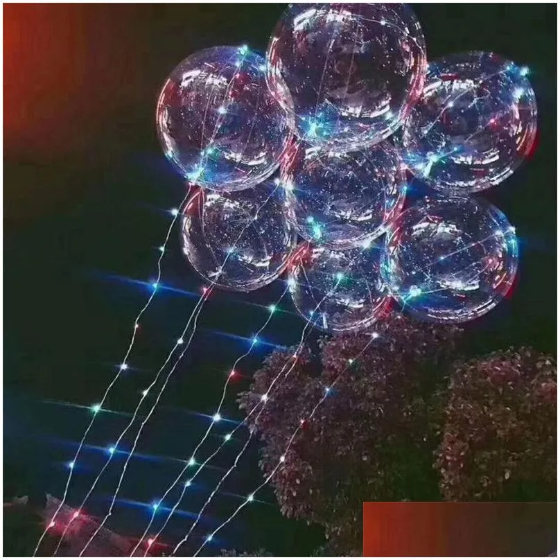 luminous led balloon string colorful transparent round bubble wedding balloons lighting more colors / after put in helium about