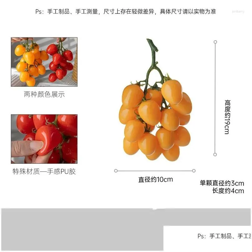 decorative flowers simulation tomatoes artificial cherry fake fruit tomato model vegetable kitchen props wedding party home decor