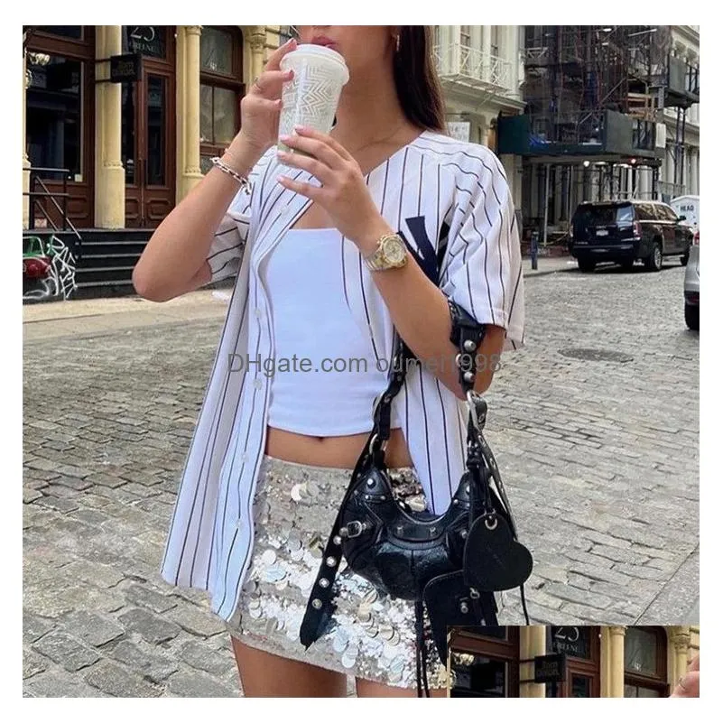 Skirts Fashion Sequined Slim Mini Skirt Summer Party Club Vacation Streetwear Prom Birthday Festival Y2K Clothes For Drop Delivery Ap Dho8V