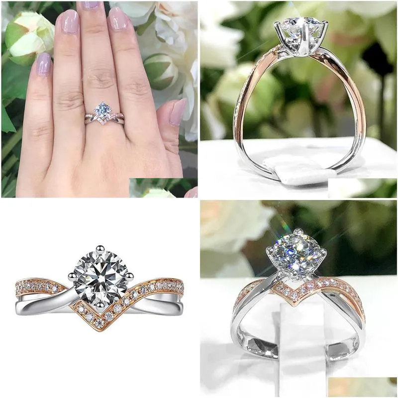 Cluster Rings Babylon 925 Sterling Sier Ring Micro-Inlaid 1 Simation Diamond Woman Charm Jewelry Engagement Gift Drop Delivery Dhoxq