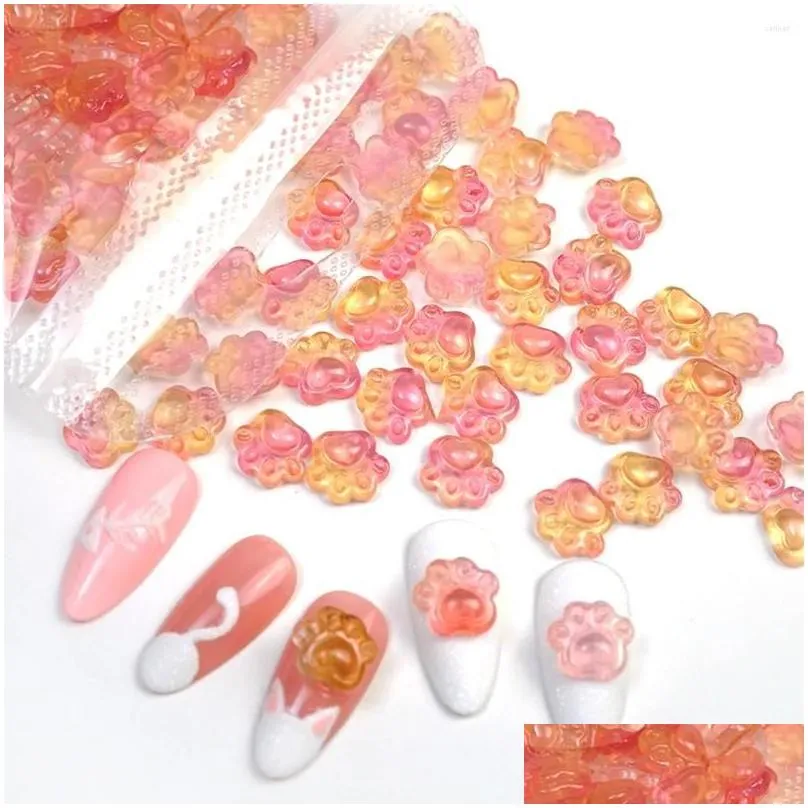 nail art decorations 30 pcs bear`s- cute charms parts for nails 3d transparent rhinestones accessories diy design manicure