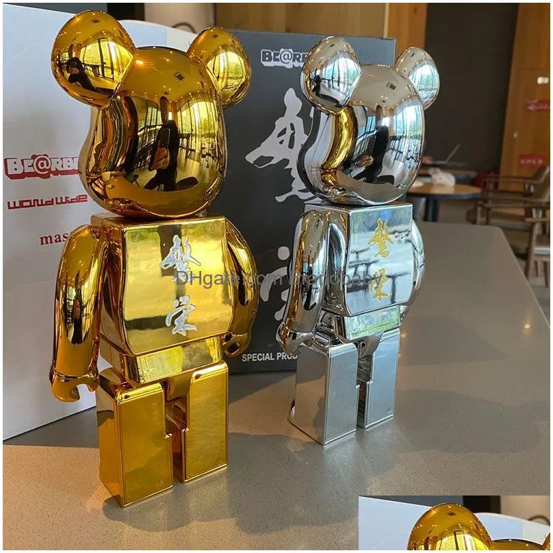 Movie & Games New Mmj Joint Gold And Sier Mirror Plating Will Ring Movable Skeleton Prosperity Trend Teddy Bear Ornament Hand-Made Chi Dha47