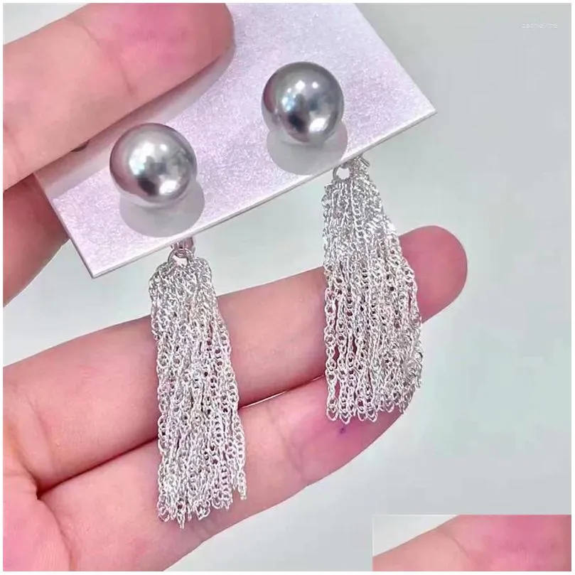 dangle earrings 2024 grey pearl tassel front and back multi function long earring jewelry wholesale