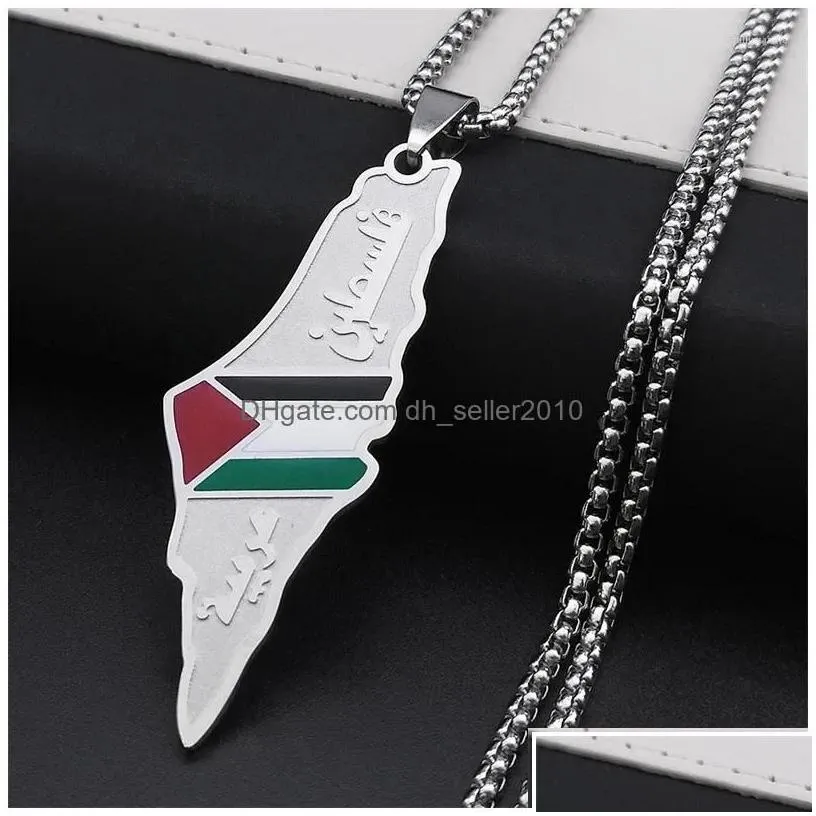 pendant necklaces stainless steel drop glue palestinian flag map necklace. drop delivery dhxpy