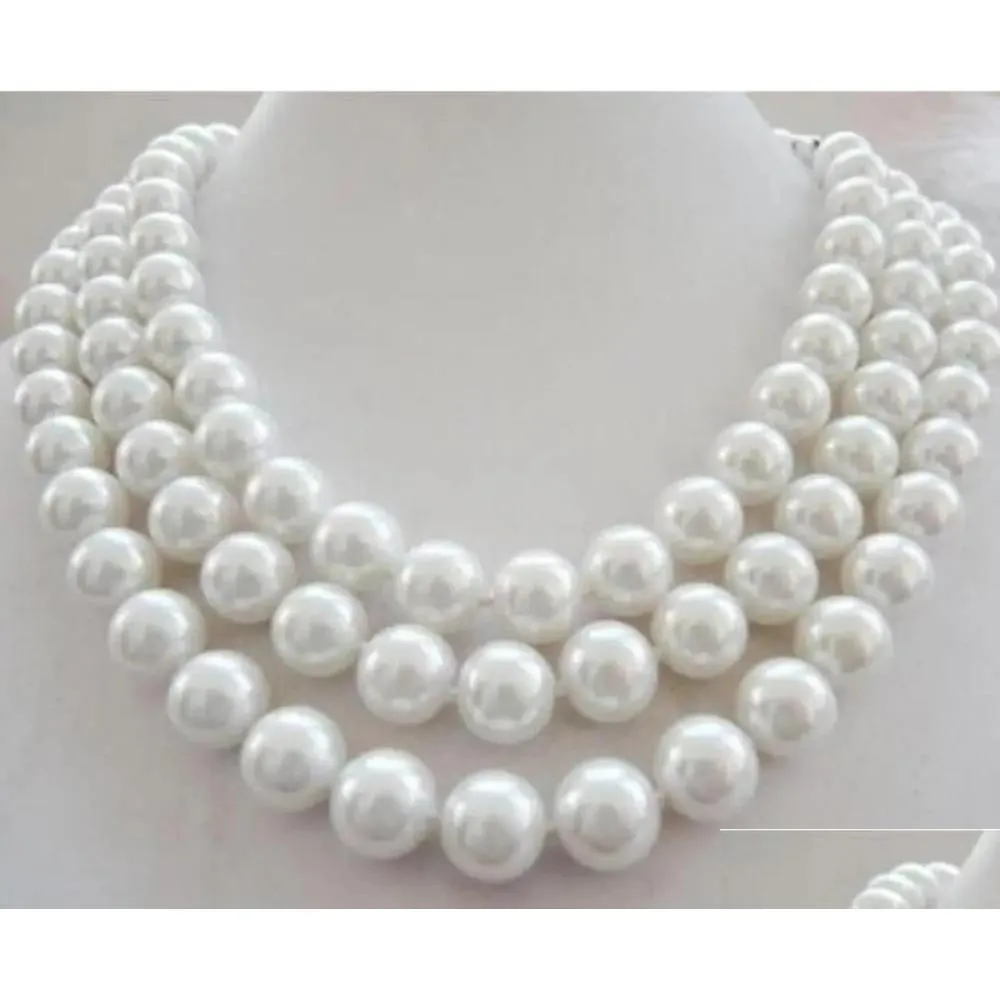 Pendant Necklaces Necklaces Jewelry Pearl Necklace 10Mm Aaa White South Sea Peal Shell Beads 48 Drop Delivery Jewelry Necklaces Pendan Dhmtz