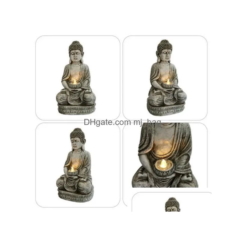 Chinese Style Products Meditating Sitting Buddha Solar Lights Outdoor Garden Patio Statue Drop Delivery Home Garden Arts, Crafts Gifts Dh4Rk