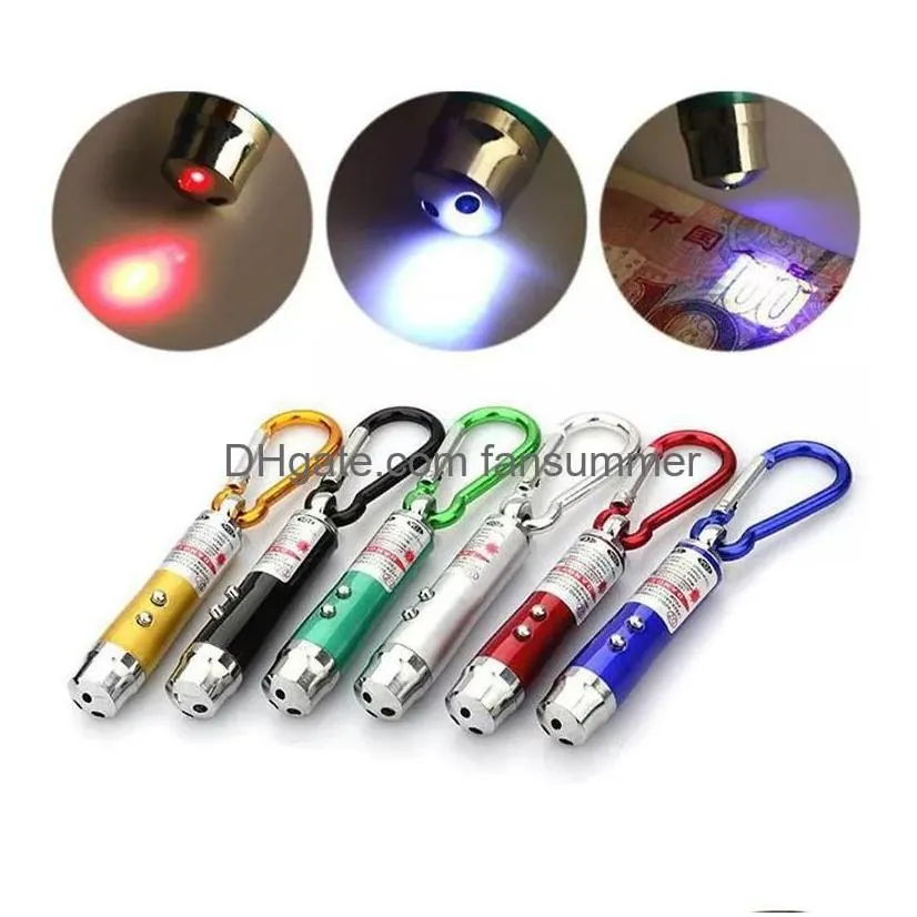 laser pointers mtifunctional 3 in1 led light pointer key chain flashlights mini torch flashlight money detector drop delivery el