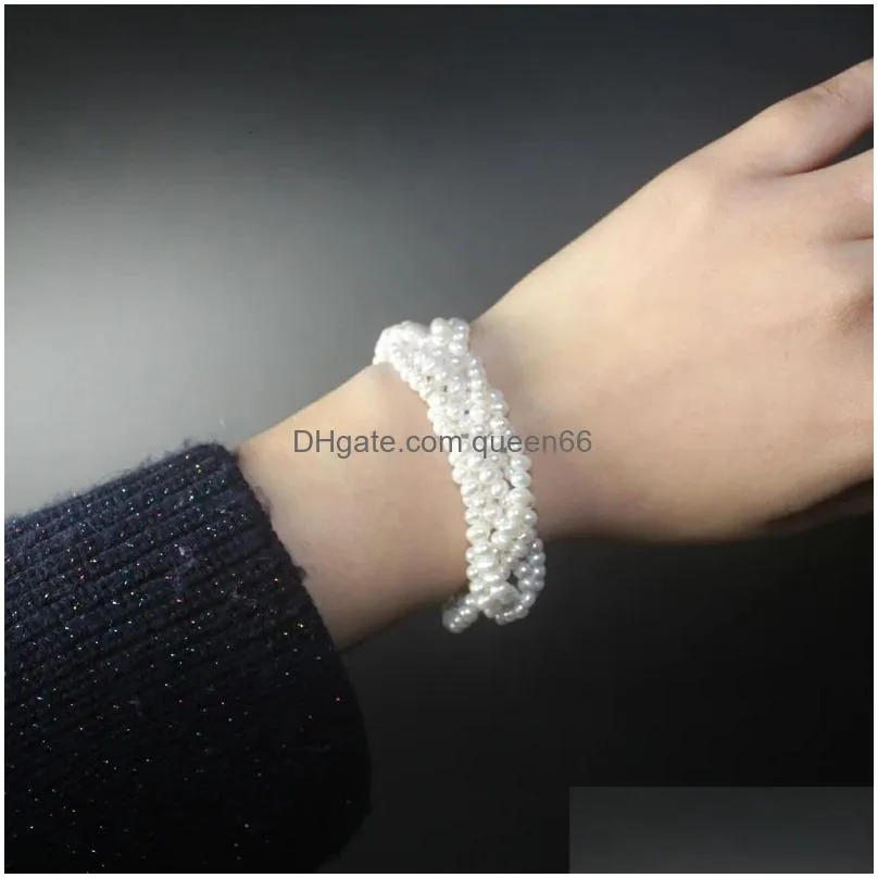 Bangles Beautif Real Freshwater Pearl Bracelet Women Mti Layer Strand Bracelets Female Birthday Gift Drop Delivery Dhuid
