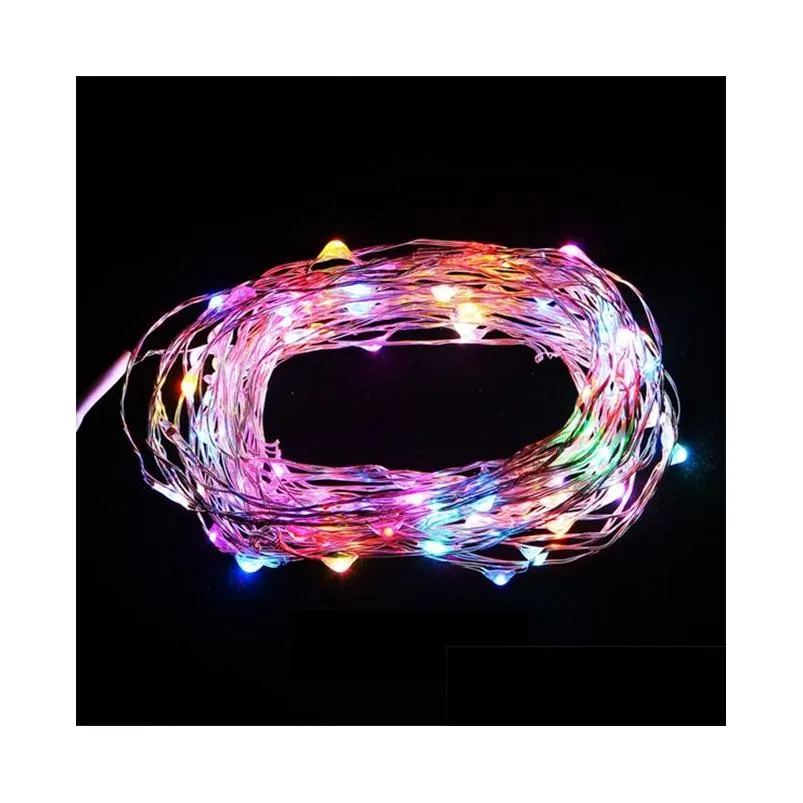battery power operated led copper silver wire fairy lights string 50leds 5m christmas xmas home party decoration seed lamp outdoor