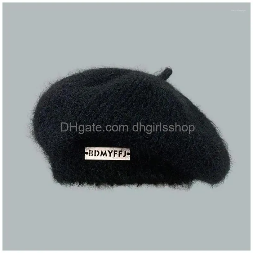 Berets P Painter Hat Vintage Solid Color Warm Knitted Beret Woolen Thread Drop Delivery Dh85L