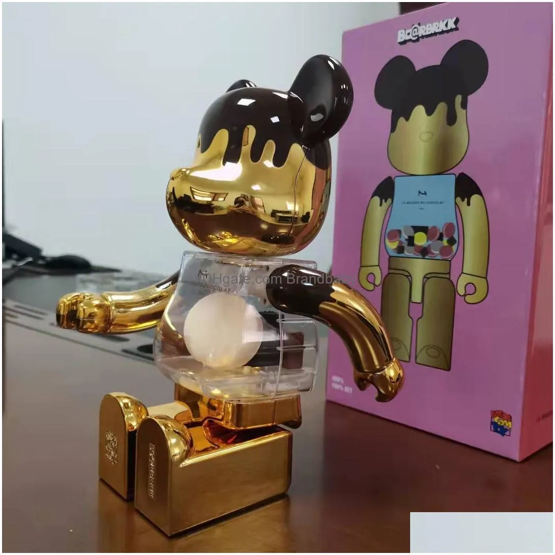 Movie & Games New Bearbrick 400% Chocolate Arone Millennium Building Blocks Violent Bear Trend Ornaments Handmade Model Toys Gifts 28C Dhnco