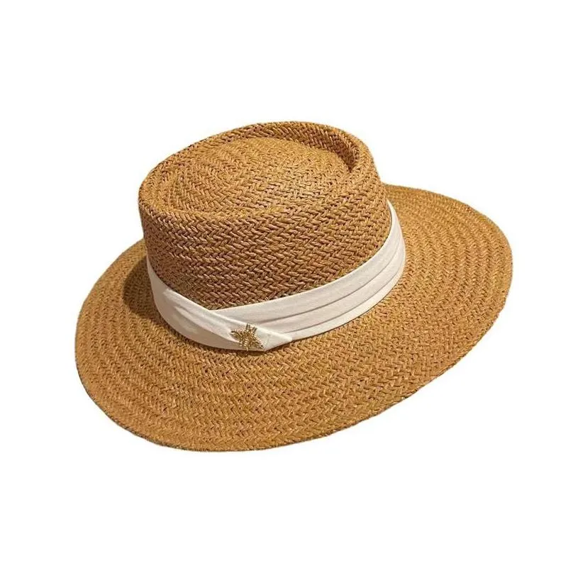 Wide Brim Hats Summer St Hat Fashion Casual Panama Beach Fedora Breathable Sun For Womenwide Drop Delivery Dhw1J
