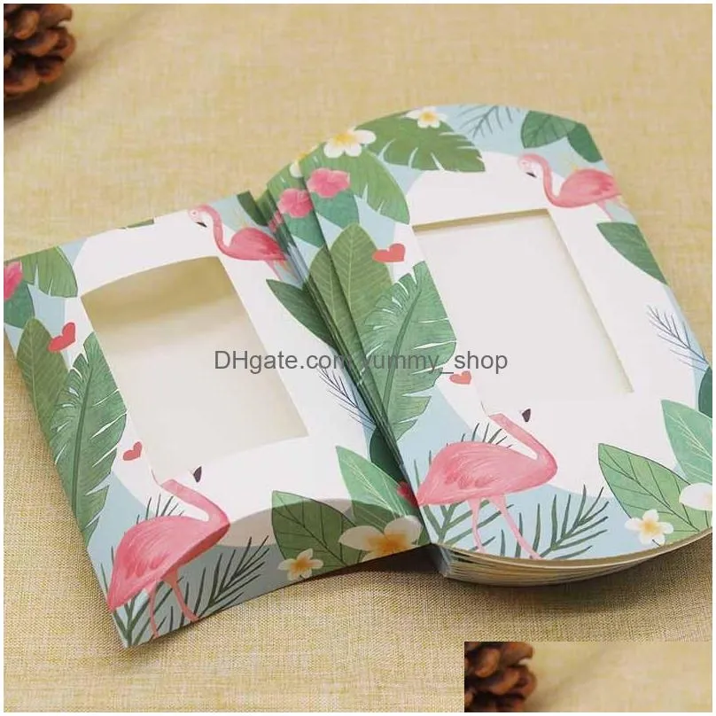 est large pillow box with window for gifts diy handmade print marbling flower pattern christmas party suppiles gift wrap222j