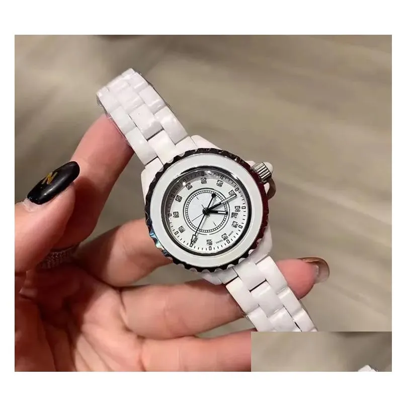 Women`S Watches Classic Elegant Designer Watch Womens Fashion Simple Watches 34Mm Ceramics Women Black White Color Wristwatches C849 Dhoyl