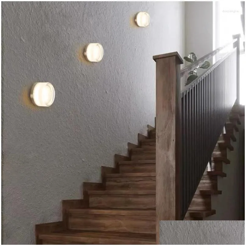 Wall Lamp Modern Led Glass Sconce Light For Living Room Aisel Corridor Bedroom Bathroom Home Decoration Indoor Lighting Drop Delivery Dhzji