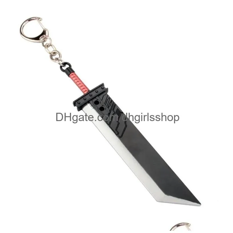 Keychains & Lanyards Keychains Final Fantasy 7 Remake Sword Keychain 12Cm Cloud Strife The Buster Zack Fair Model Metal Pendant Key R Dh29H
