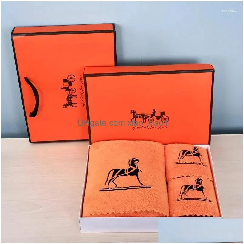 towel bath box three piece set orange annual conference embroidered with characters