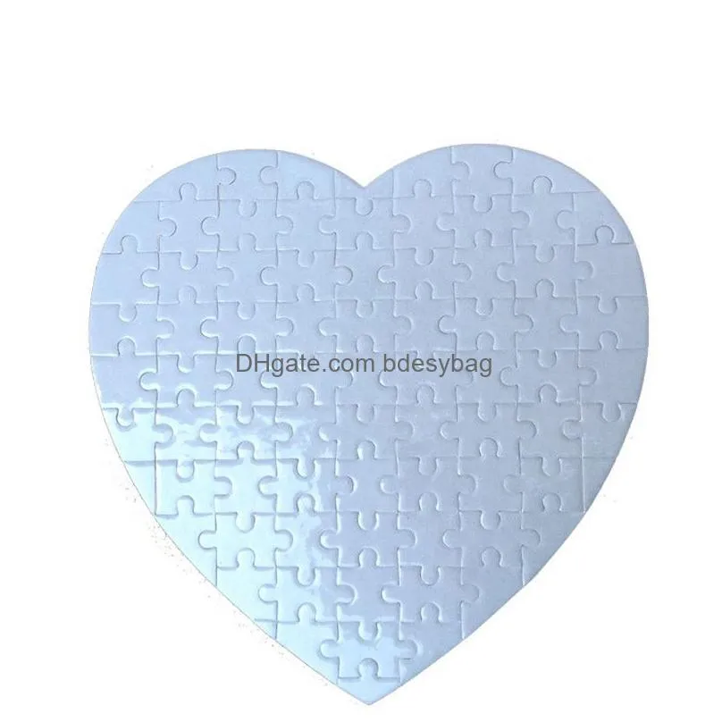 Other Festive & Party Supplies Sublimation Blank Puzzle Heart Round A4 Jigsaw Diy Craft Heat Transfer Printing Puzzles Valentine Day B Dhy52