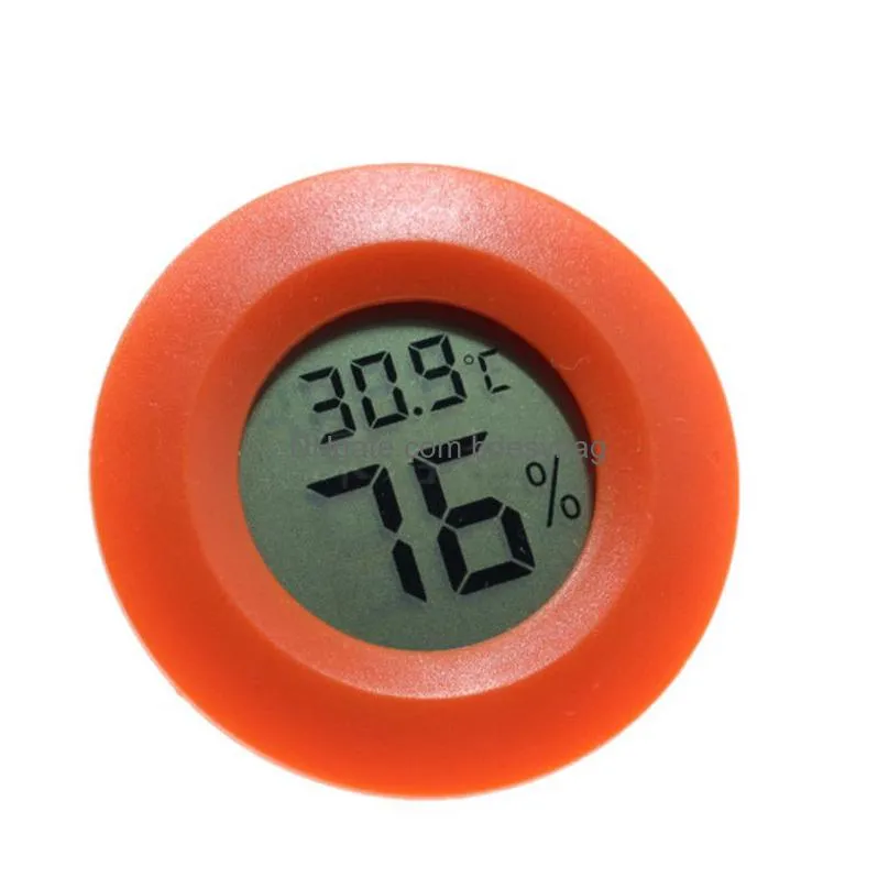 Temperature Instruments Wholesale Lcd Monitor Mini Thermometer Reptile Insect Cam Acrylic Tank Humidity Meter Round Hygrometer Without Dhe3X