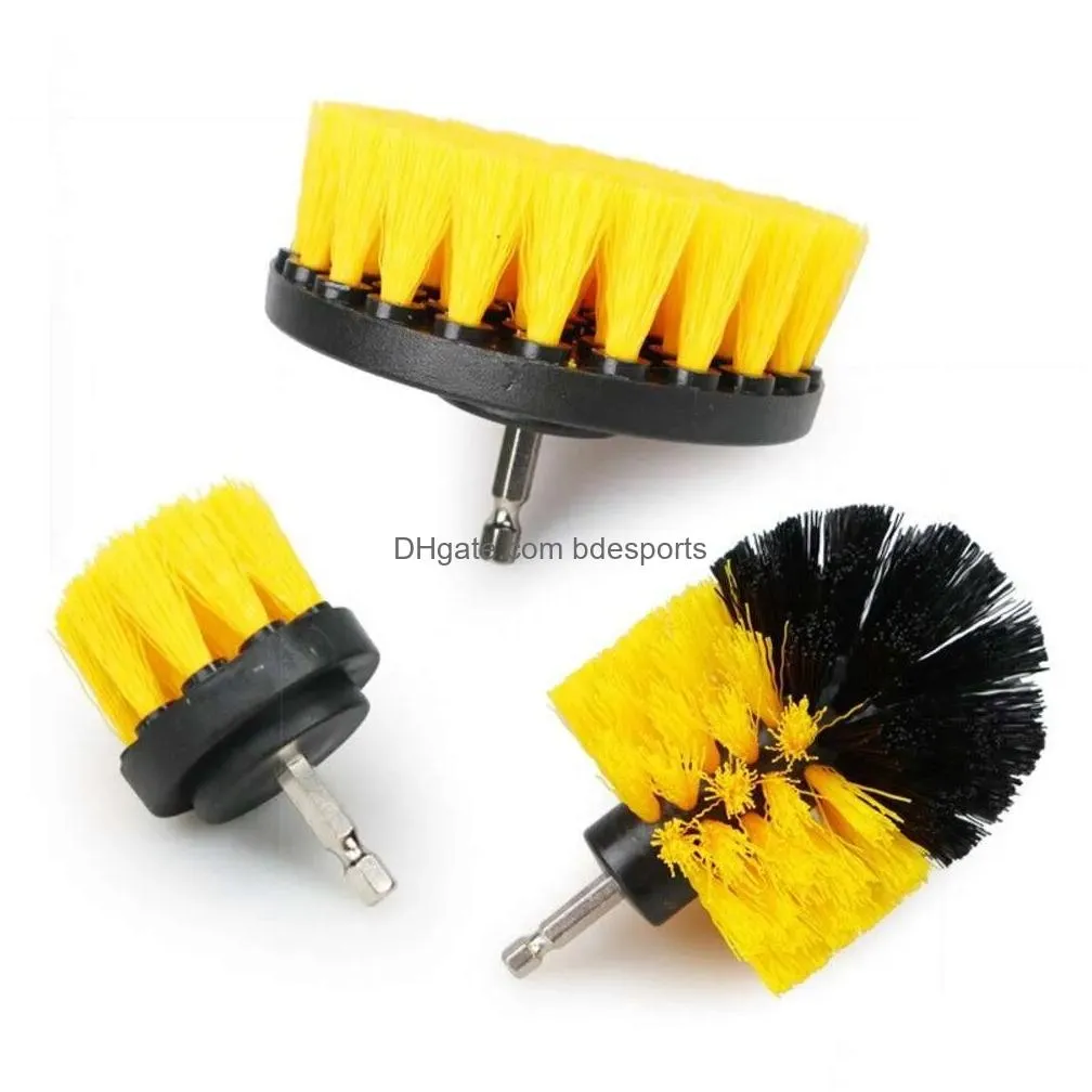 Cleaning Brushes New 3Pcs Drill Brush Attachment Set Power Scrubber With Scrub For Cleaning Showers Tubs Bathroom Tile Grout Carpet Dr Dhl67