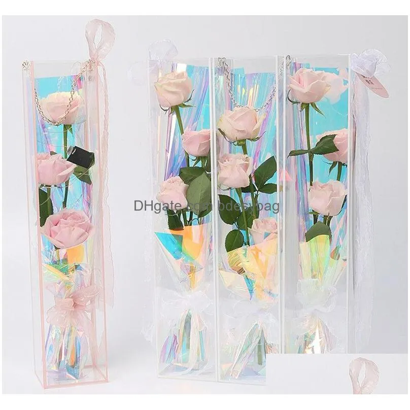 Other Festive & Party Supplies Pvc Clear Flower Bag Foldable Valentine Day Gift Package Pouch Florist Small Bouquet Drop Delivery Home Dhxfn
