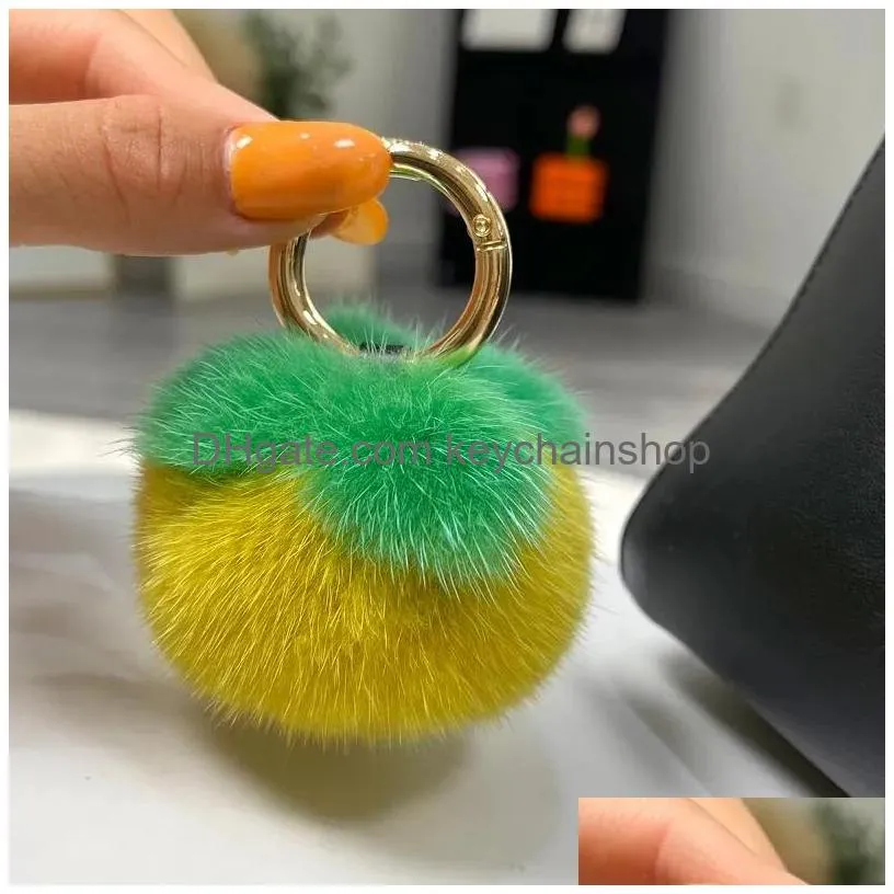 Keychains & Lanyards Keychains Lanyards Mini Real Persimmon Pendant Keychain Women Cute Toy Handbag Car Key Ornaments Girl Trinket Gi Dhlh4