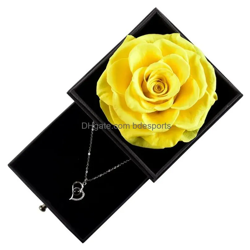 Gift Wrap Eternal Rose Flower Jewelry Boxes Gift Wrap Necklace Ring Preserved Flowers Birthday Box For Valentines Day Mothers Ee Drop Dhtsh