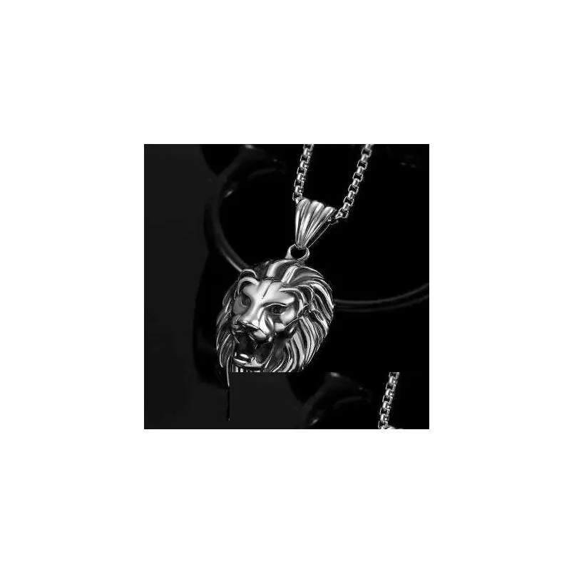 Pendant Necklaces Animal Long Hair  Head Pendant Necklace For Men Fashion Sliding Hanging Drop Delivery Jewelry Necklaces Pendants Dhjje