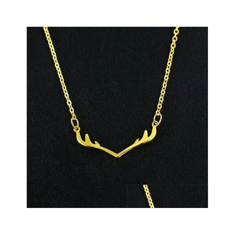 Pendant Necklaces Ladies Simple Sweet Necklace Pure Small Antlers Christmas Clavicle Drop Delivery Jewelry Necklaces Pendants Dhxbl