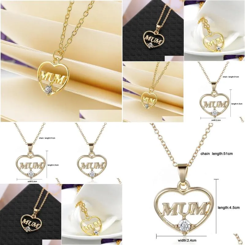 Pendant Necklaces Mum Love Heart Necklace Loving Mothers Day Gift Mother Jewelry Between And Daughter  Sweater Drop Delivery Dhsvi