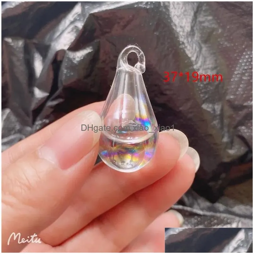 beads min order 12pcs/lot ab color print water core geometry water drop shape glass balls beads diy jewelry earring/garment accessory