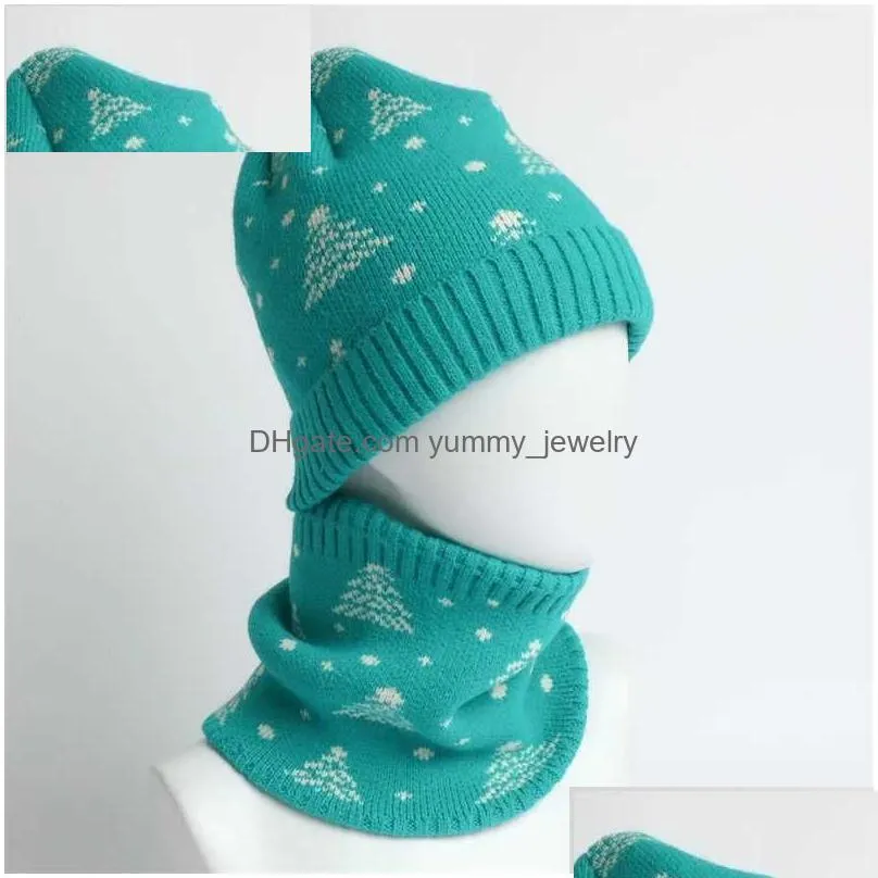 Scarves 2023 Fashion Winter Keep Warm Knit Set Cap Scarf Women And Men Hairball Hats Print Ring Neck Uni Collar Scarfs Drop Delivery Dhm8G