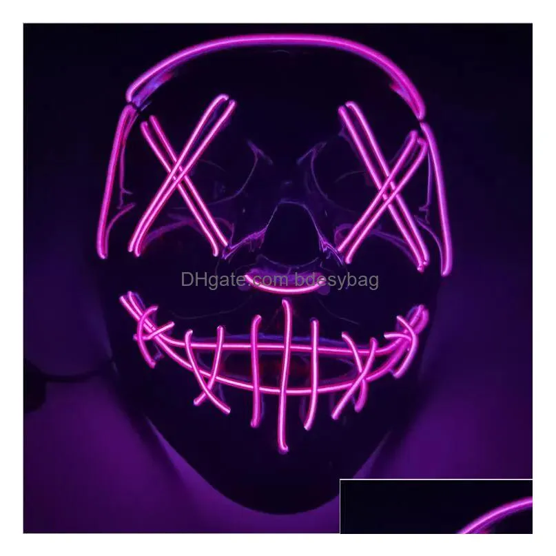 Party Masks Halloween Mask Led Light Up For Festival Cosplay Costume Masquerade Parties Carnival Drop Delivery Home Garden Festive Par Dhd9N