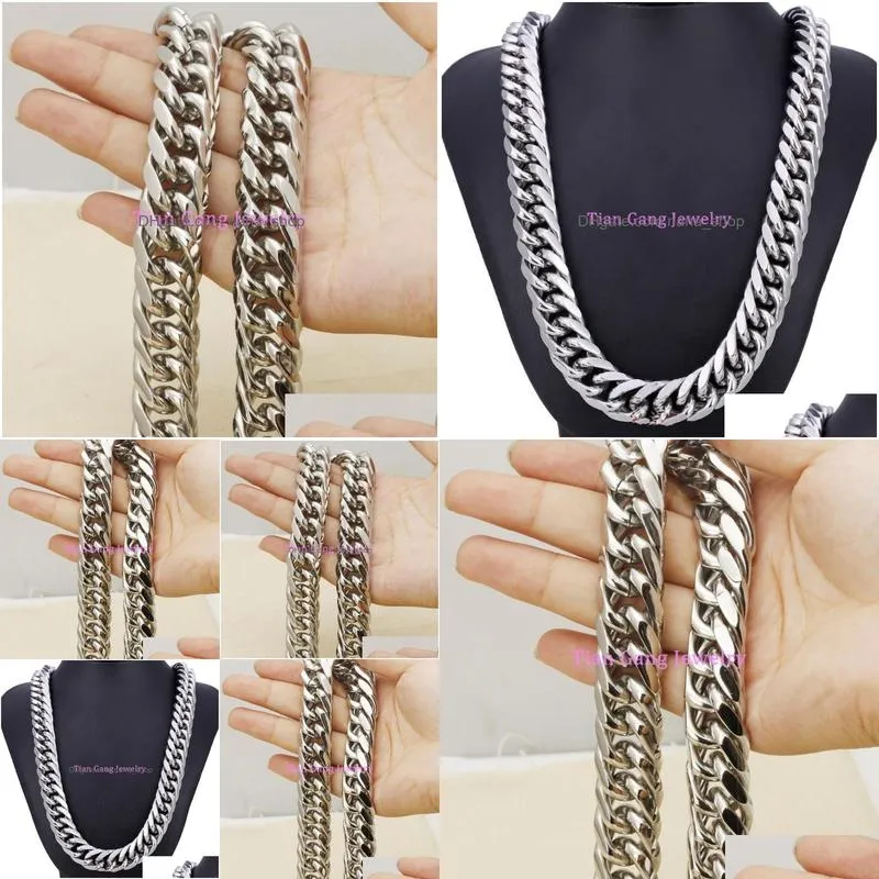 Chains Heavy Huge 7-40Inches 18Mm Stainless Steel Thick Men Jewelry Necklace Mens Curb Cuban Link Chain Necklaces Bracelet Bangles Dr Dheat