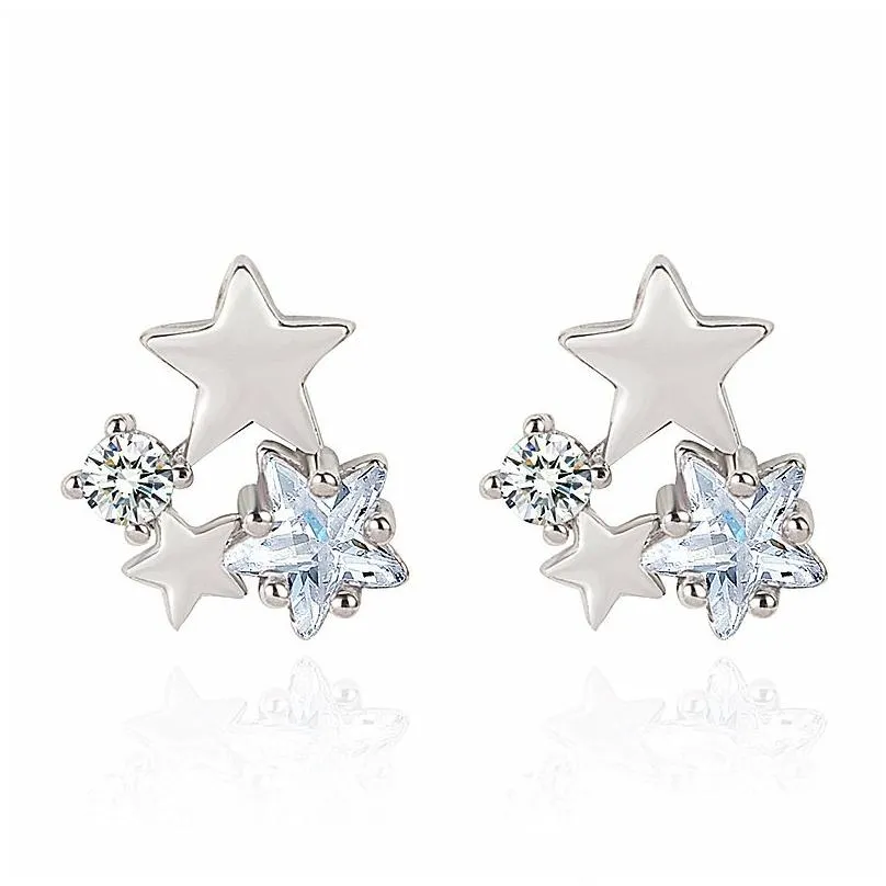 Stud Star Earrings Inlaid With Five-Pointed Diamond Simple Small Cold Wind Zircon Super Flash Earring Drop Delivery Jewelry Earrings Dhssd