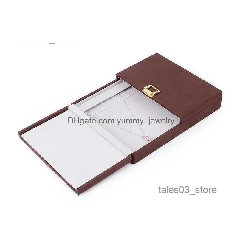 Jewelry Boxes Microfiber Leather Double Open Portable Storage Box Ring Necklace Bracelet Pendant Display Organizador De Joyas Q231109 Dhpcu