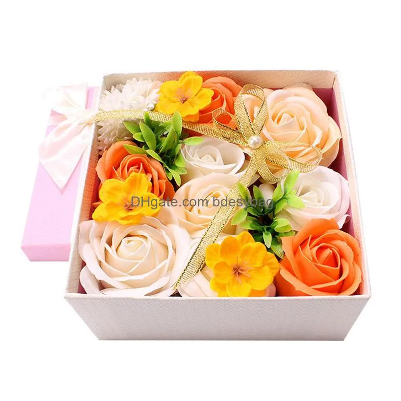 Decorative Flowers & Wreaths Carnation Soap Flower Happy Mothers Day Gift Bouquet Red Pink Purple Small Square Box Drop Delivery Home Dhhei