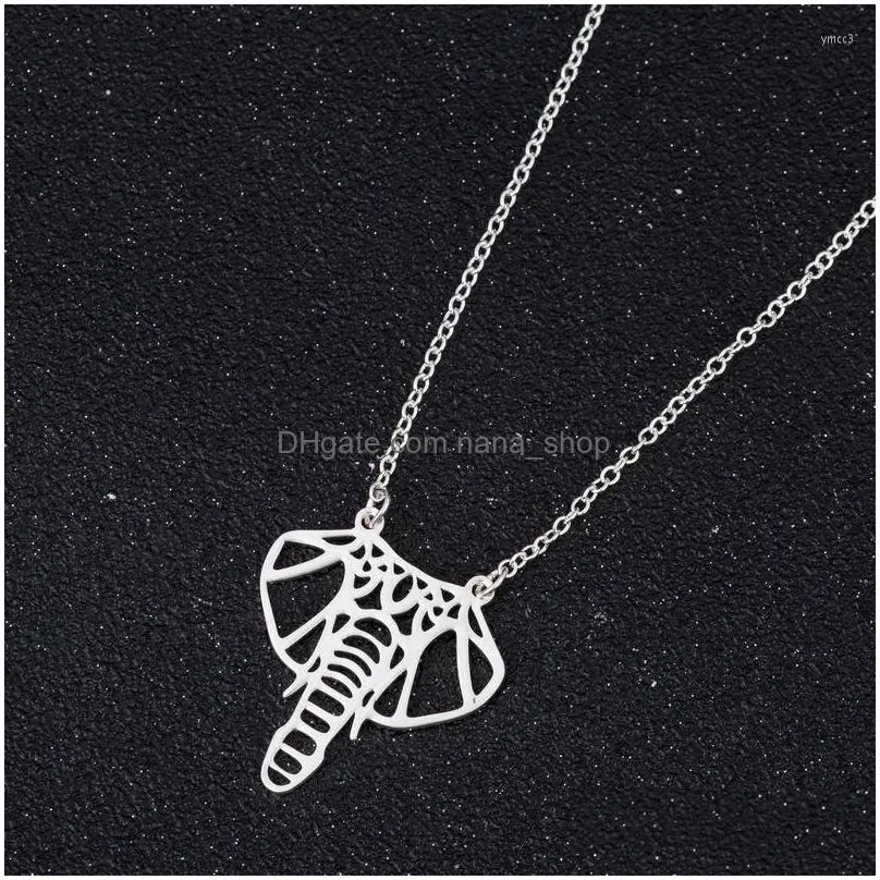 Pendant Necklaces Elephant Geometry Necklace Lovely Head Jewelry Gift Drop Delivery Dhg9Y