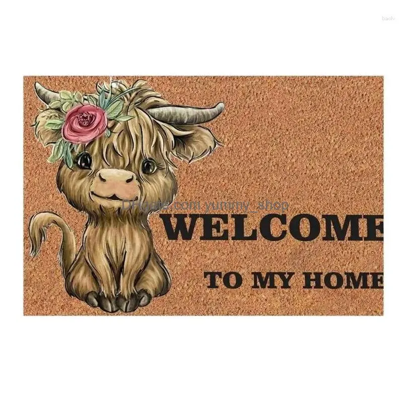 carpets cow front door mat indoor outdoor welcome anti-slip doormat absorbent entrance rugs for kitchen bathroom home