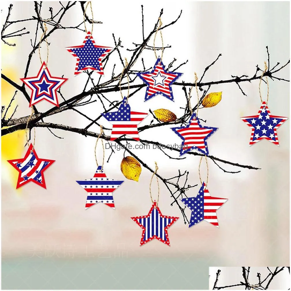 Banner Flags New Independence Day Decoration Star Pendant Party Festival Indoor Outdoor Tree Decorations Drop Delivery Home Garden Fes Dhs9Y