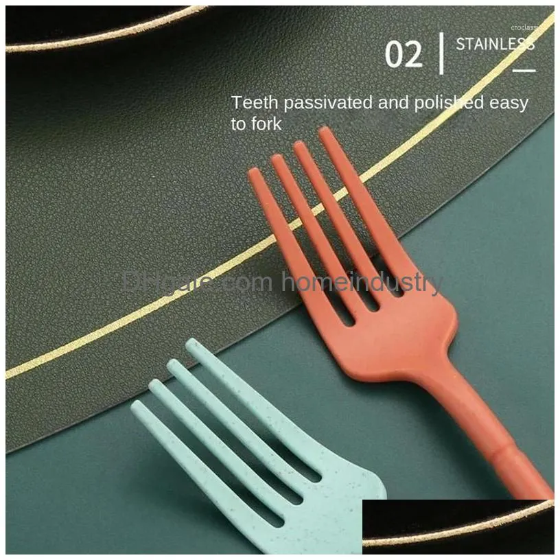 Dinnerware Sets 8 Colors Portable Utensils With Case Reusable Travel Flatware Set Spoon Fork Knife Chopsticks Table Ware Drop Deliver Dhb4Y
