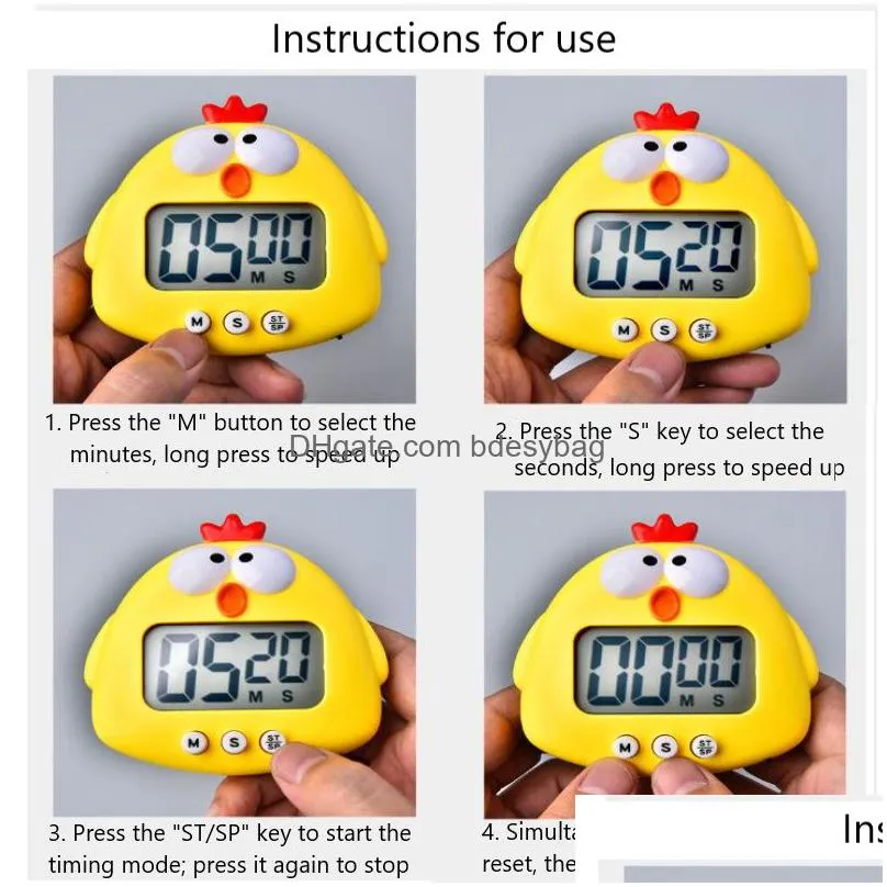 Kitchen Timers Visual Timer Reminder Students Homework Kitchen Baking Cute Time Management Learning Alarm Clock Down Mute Drop Deliver Dh2Pw