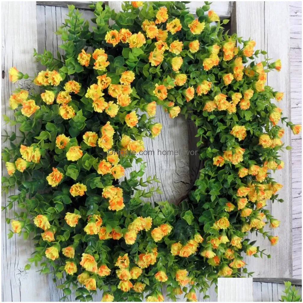 decorative flowers wreaths christmas colorful spring wreath artificial plant flowers seasonal garland ornament for wall decor welcome wreath