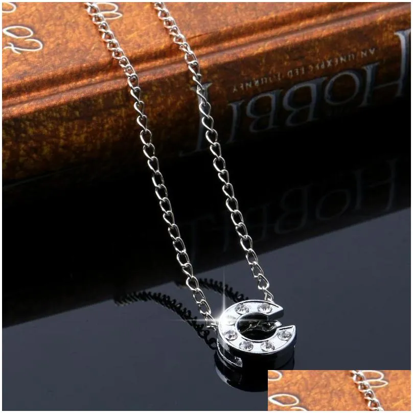 Pendant Necklaces Pendant Necklace Sier Short Chain Choker Crystal Personal 26 English Letters Name Pretty Fine Jewelry Wholesale Drop Dhsfe