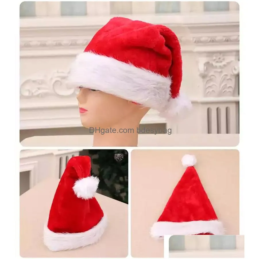 Party Hats Wholesale Adt Christmas Party Hats Festive Santa Cap New Year Decorations Red Hat Drop Delivery Home Garden Festive Party S Dhig4