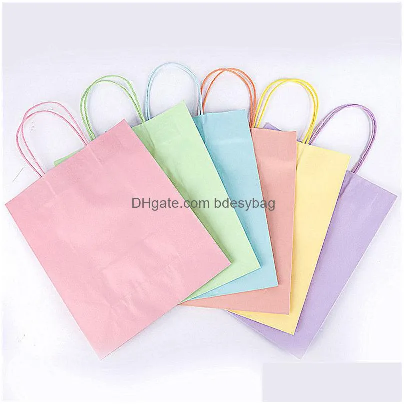 Gift Wrap Candy Color Favors Bag With Hangdle S M L Shop Clothes Gift Wrap Birthday Festival Packaging Drop Delivery Home Garden Festi Dhtmt