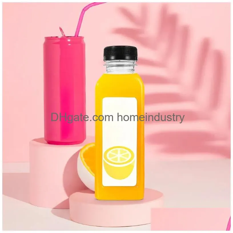 Water Bottles 25 Pcs Juice Bottle Empty Beverage Transparent Fridge Containers Plastic Milk Drinking Drop Delivery Dhmrw