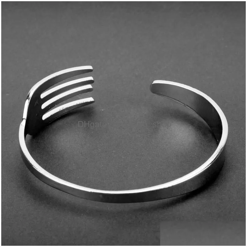 Bangle Hip Hop Men Rock Jewelry Fork Spoon Bracelets Adjustable Bangles For Women Accessories Bijoux Femme Bangle Drop Delivery Jewel Dhvk8